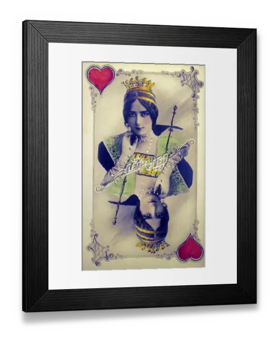 Framed Print : Heart Queen, photomontage of a playing card Framed Print : Heart Queen, photomontage of a playing card