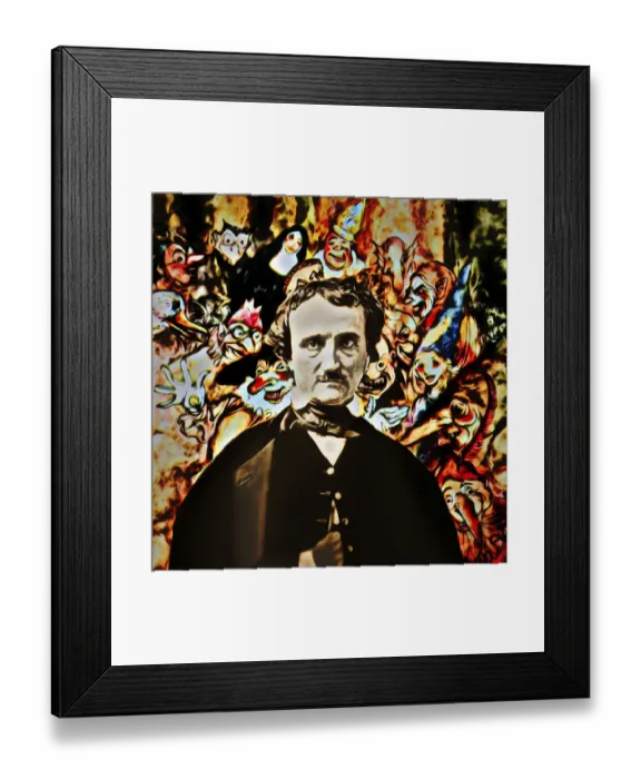 Framed Print : Portrait of Edgar Allan Poe, The Masque of the Red Death