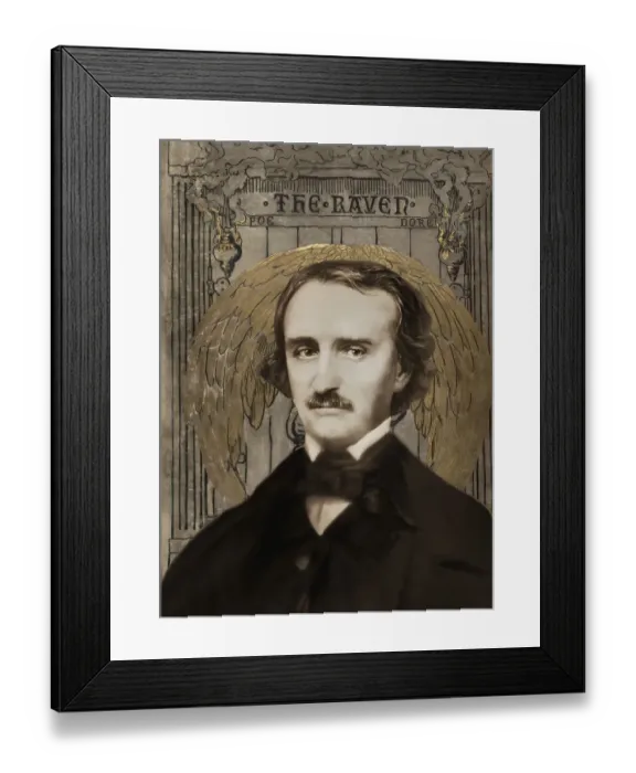 Framed Print : Portrait of Edgar Allan Poe, The Raven