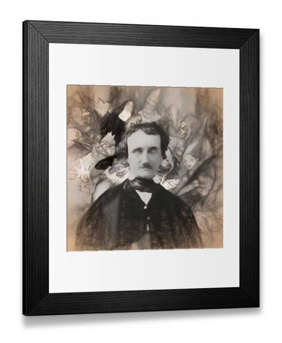 Framed Print : Portrait of Edgar Allan Poe, The Masque of the Red Death