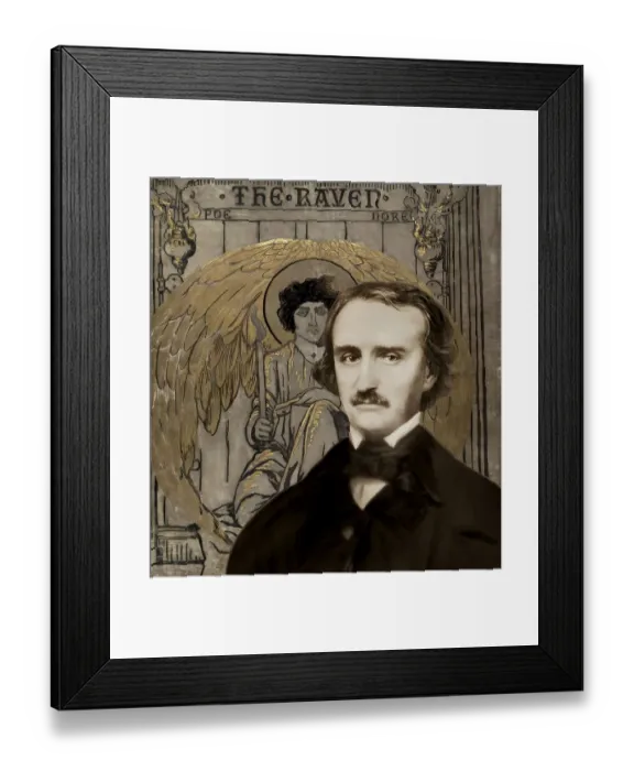 Framed Print : Portrait of Edgar Allan Poe, The Raven Framed Print : Portrait of Edgar Allan Poe, The Raven