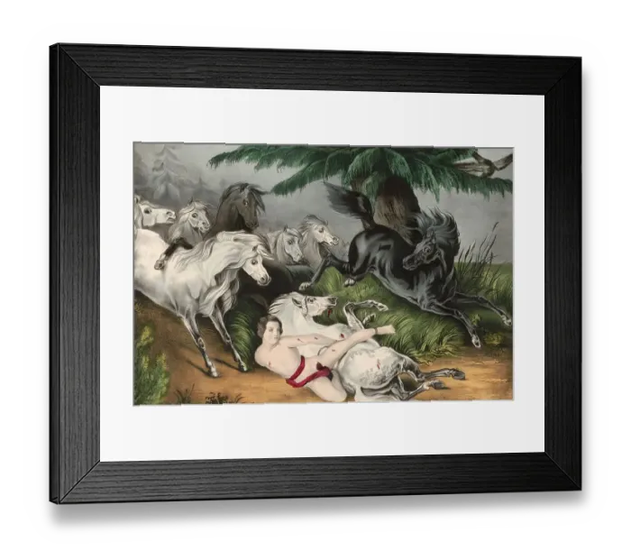 Framed Print : Scene from Mazeppa, a narrative poem written by Lord Byron in 1819