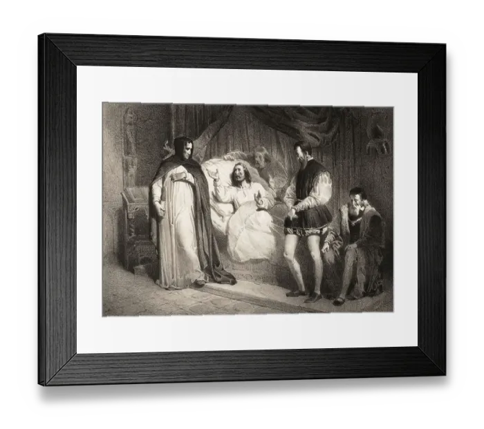 Framed Print : Dominican friar Girolamo Savonarola at the deathbed of Lorenzo the Magnificent