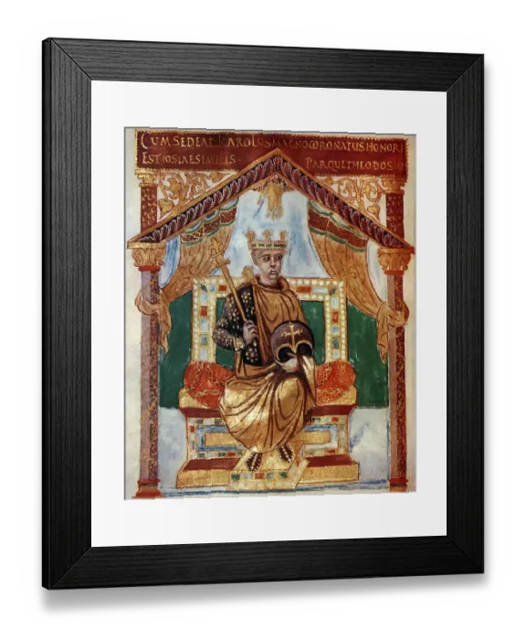 Framed Print : Charles the Bald, 823 - 877, emperor of the Carolingian Empire