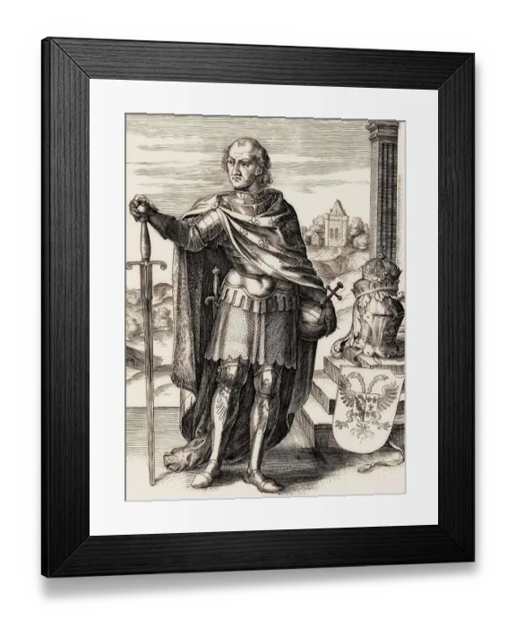 Framed Print : Charles the Bald, 823 - 877, emperor of the Carolingian Empire