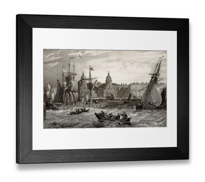 Framed Print : Royal Naval Hospital, seen from the Isle of Dogs Framed Print : Royal Naval Hospital, seen from the Isle of Dogs