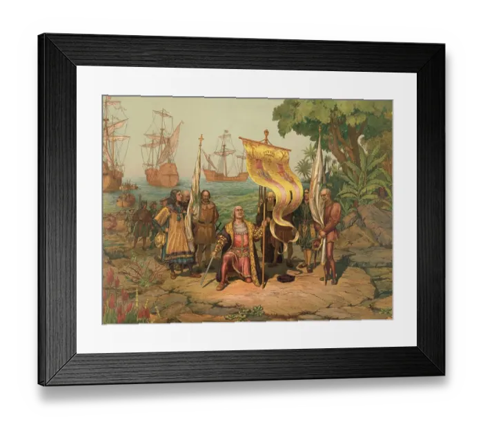 Framed Print : Christopher Columbus taking possession of the new country Framed Print : Christopher Columbus taking possession of the new country