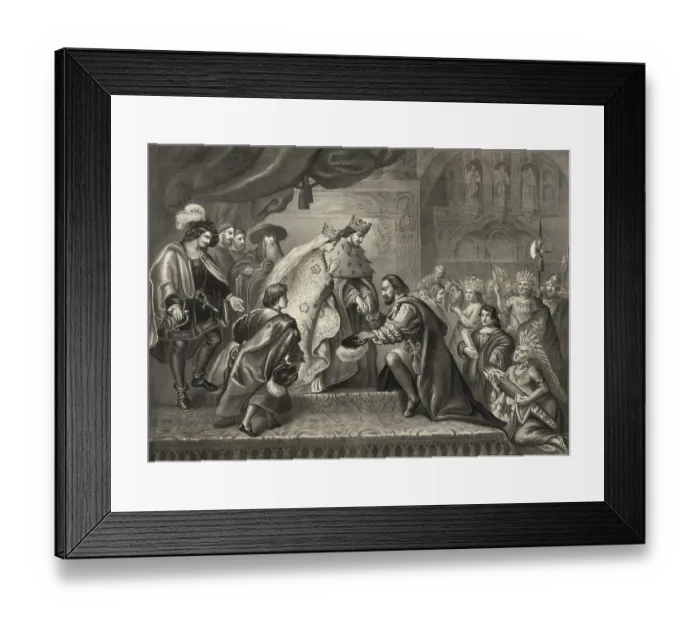 Framed Print : Christopher Columbus standing before King Ferdinand and Queen Isabella on his return to Spain Framed Print : Christopher Columbus standing before King Ferdinand and Queen Isabella on his return to Spain