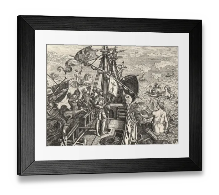 Framed Print : Christopher Columbus, allegorical illustration