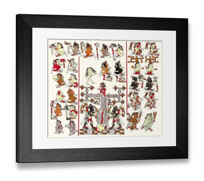Framed Print : Aztec hieroglyphs, facsimile from atlas pittoresque by Alexander von Humboldt