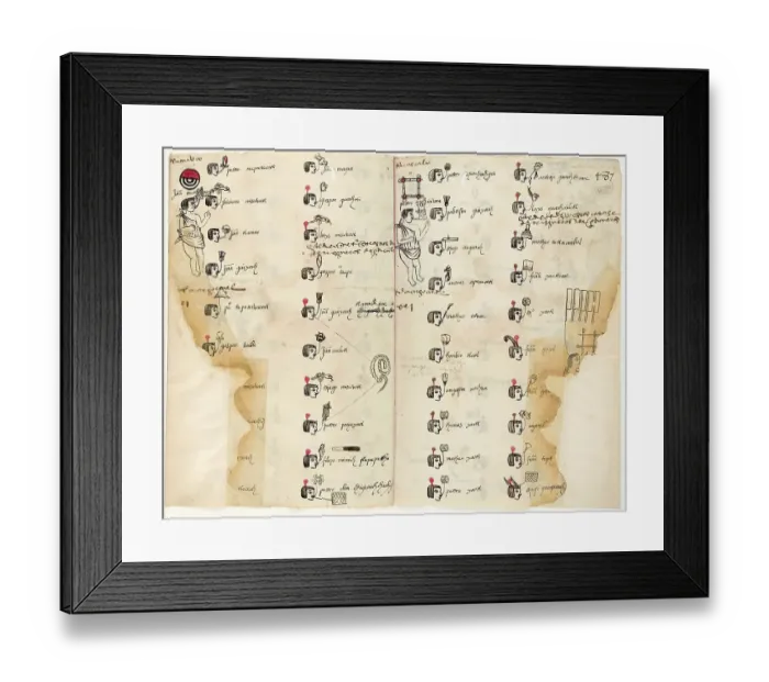 Framed Print : Matricula de Huexotzingo, 1560 Framed Print : Matricula de Huexotzingo, 1560
