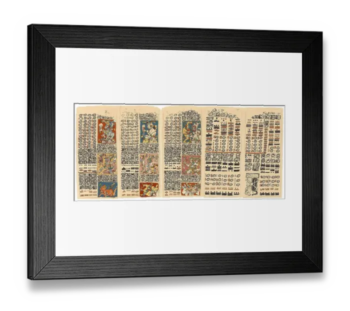 Framed Print : Codex Dresdensis, Mayan manuscript
