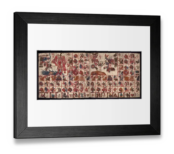Framed Print : Tonalamatl, Facsimile of an ancient Aztec calendar