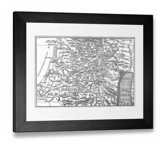 Framed Print : Historical map from 1859, Judea