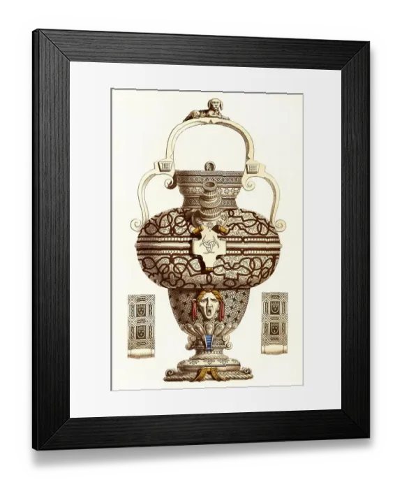 Framed Print : Faience bottle of Henry II, 16th century