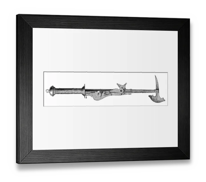 Framed Print : A flintlock axe pistol, 16th century