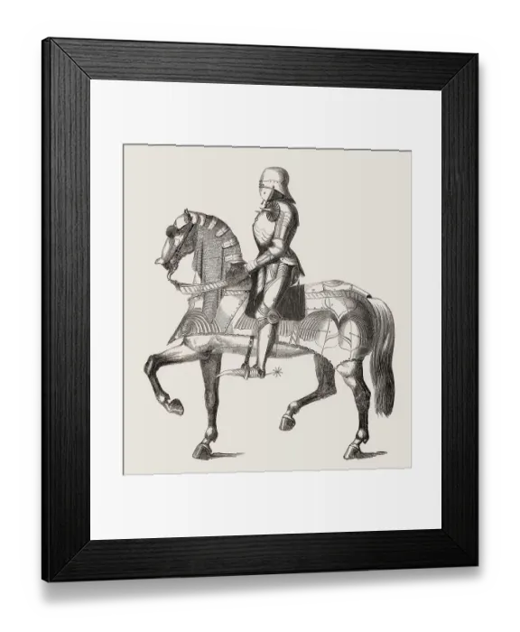 Framed Print : A medieval knight riding a horse Framed Print : A medieval knight riding a horse