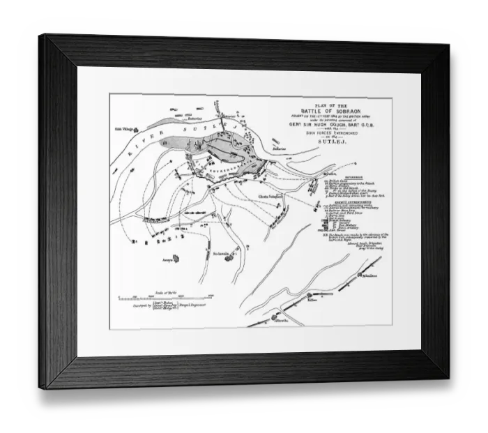 Framed Print : Plan of the Battle of Sobraon, First Anglo-Sikh War Framed Print : Plan of the Battle of Sobraon, First Anglo-Sikh War