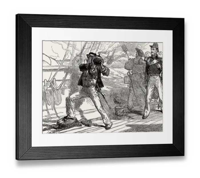 Framed Print : Lieutenant Charles Davis Lucas tossing a shell overboard