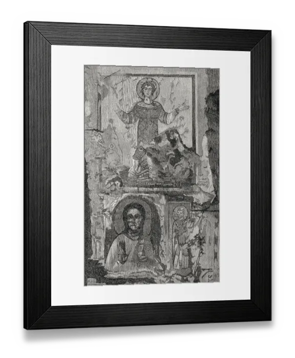 Framed Print : Fresco in the crypt of Saint Cecilia