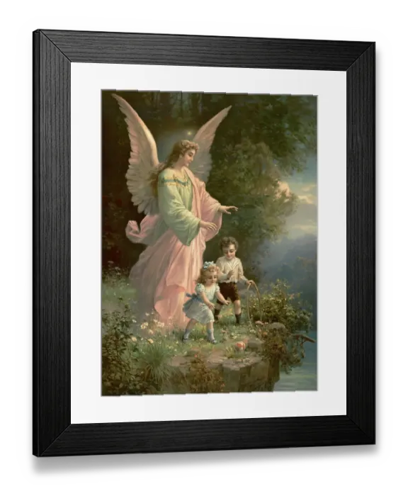 Framed Print : Historical painting, Guardian angel, 19th century