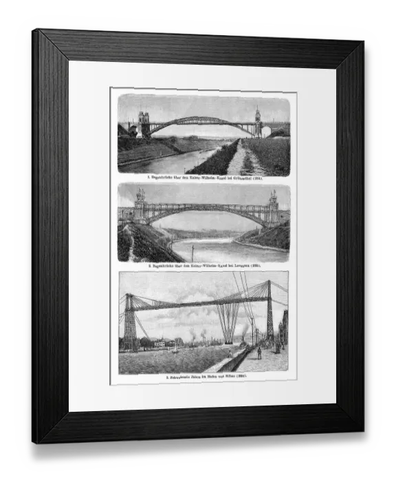 Framed Print : Historical bridges oft the Kiel Canal and the Puente de Vizcaya of Bilbao Framed Print : Historical bridges oft the Kiel Canal and the Puente de Vizcaya of Bilbao