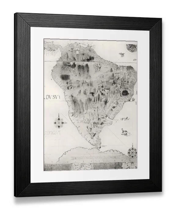 Framed Print : Map of South America, 16th century