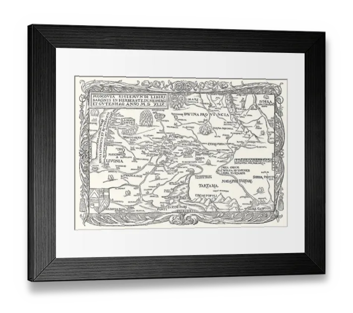 Framed Print : Facsimlile of a map of the Russian Empire by Sigismund von Herberstein