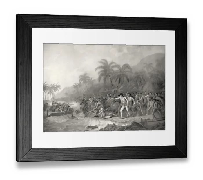 Framed Print : Death of Captain James Cook, 1728