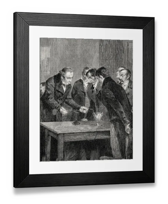 Framed Print : Experimental demonstrations, the distraction of a compass needle by electricity magnetism Framed Print : Experimental demonstrations, the distraction of a compass needle by electricity magnetism