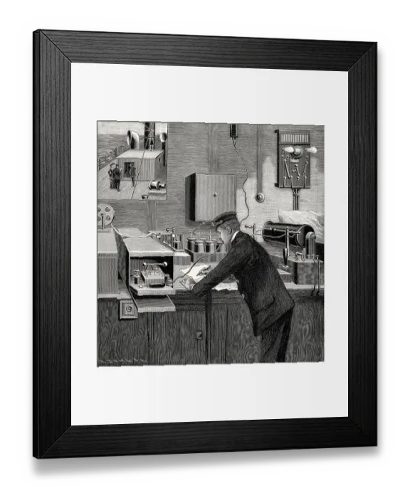 Framed Print : Ship's telegraph station for wireless telegraphy Framed Print : Ship's telegraph station for wireless telegraphy