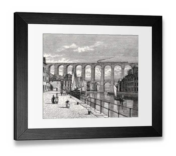 Framed Print : Viaduc de Morlaix, Morlaix, Finistere department of Brittany in northwestern France