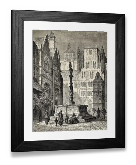 Framed Print : Roland fountain in front of the town hall Framed Print : Roland fountain in front of the town hall