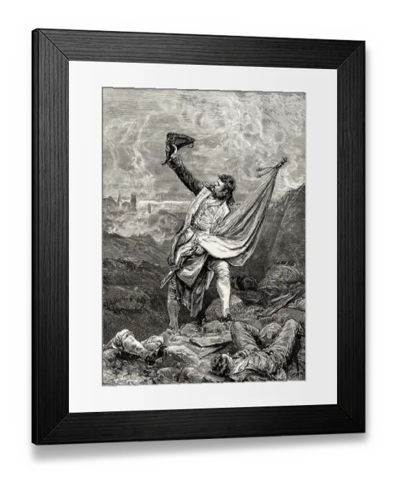 Framed Print : Lord Cochrane recovering the Spanish flag at the Siege of Roses