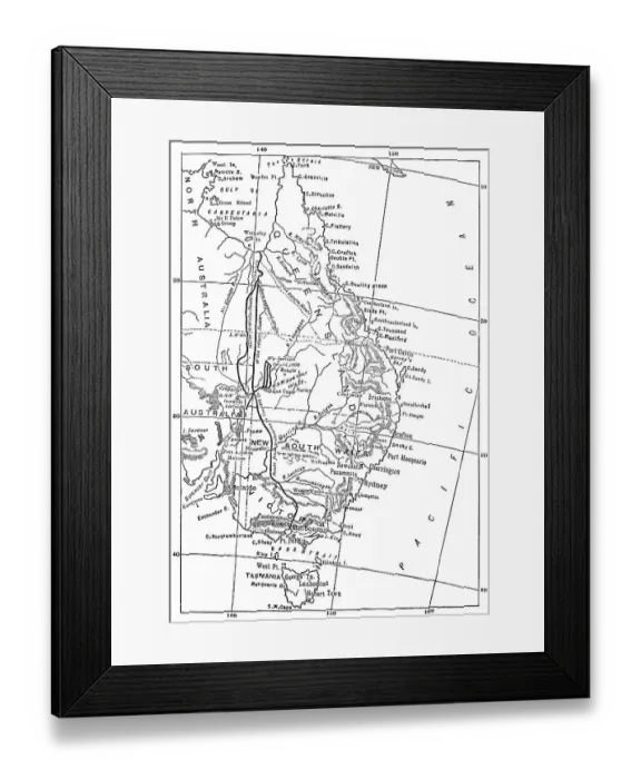 Framed Print : Map of the Burke and Wills expedition
