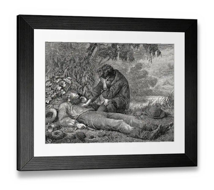 Framed Print : John King taking leave of Robert O'Hara Burke's body