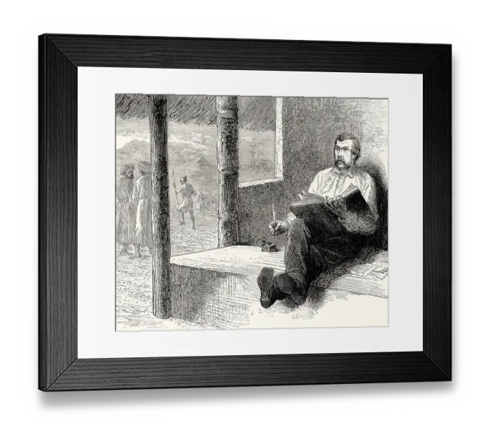 Framed Print : David Livingstone writing in his journal