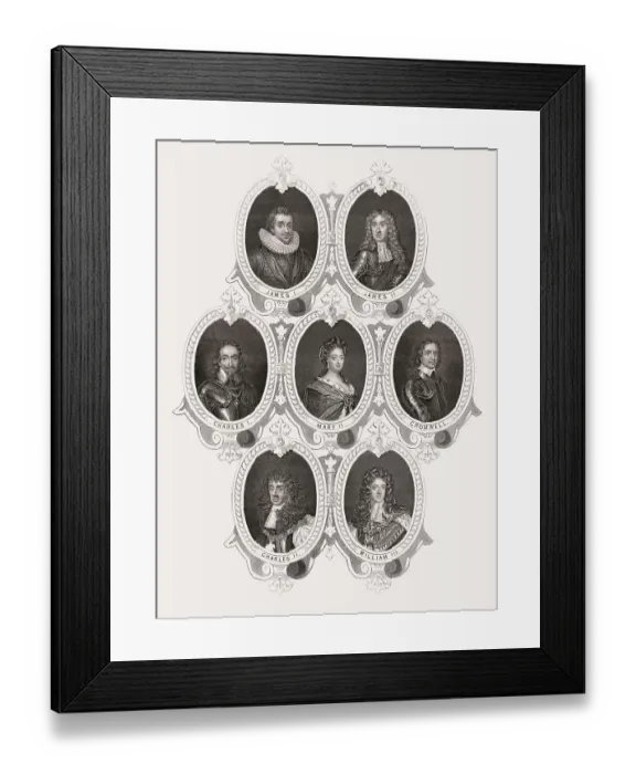 Framed Print : English Monarchs from 1566 until 1702 Framed Print : English Monarchs from 1566 until 1702