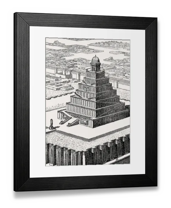 Framed Print : The Walls of Babylon and the Temple of Babel