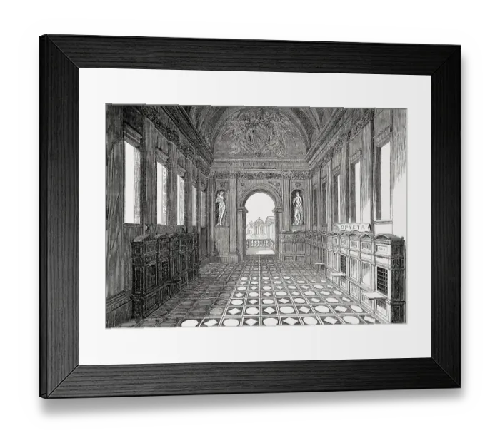 Framed Print : Metallotheca Vaticana, Cabinets of curiosities by Michele Mercati Framed Print : Metallotheca Vaticana, Cabinets of curiosities by Michele Mercati