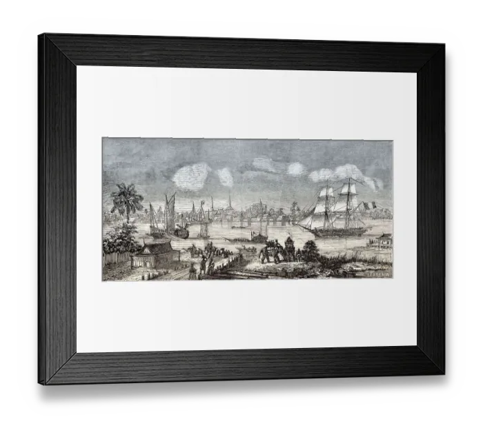 Framed Print : Old view of Bangkok, Thailand, 1857, Asia