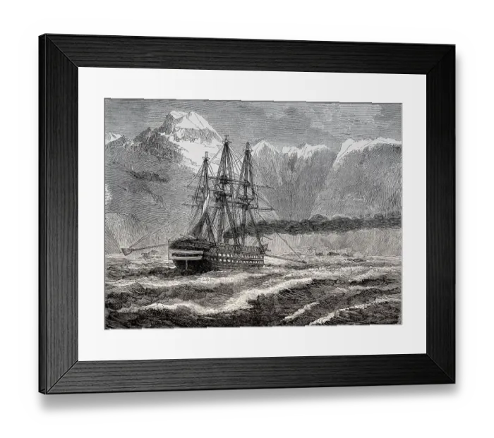 Framed Print : The French ship Bayard which maneuvers with its provisional devices without oars Framed Print : The French ship Bayard which maneuvers with its provisional devices without oars