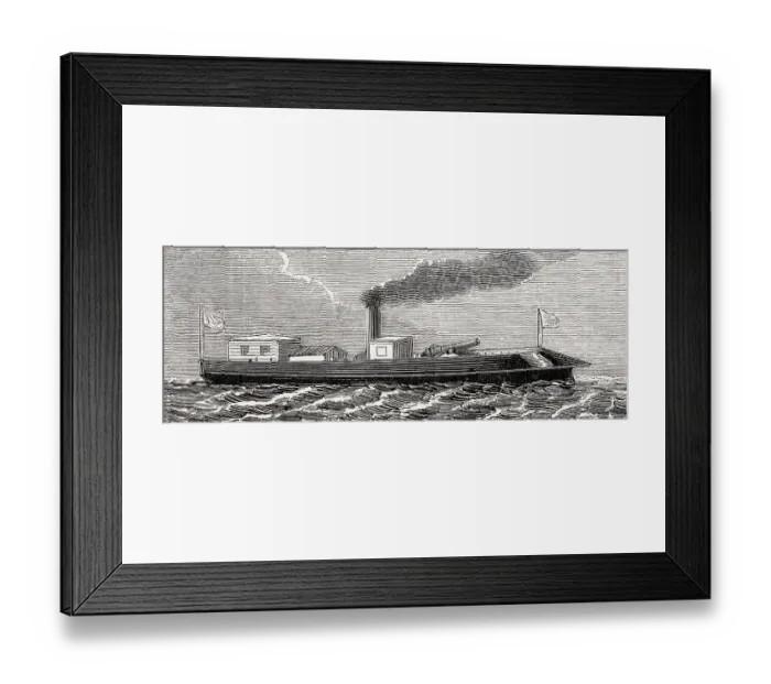 Framed Print : USS Naugatuck, a twin screw steamer built at New York City in 1844