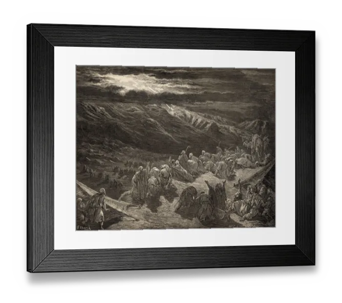 Framed Print : Law given to Moses at Sinai, woodcut by Gustave Dore Framed Print : Law given to Moses at Sinai, woodcut by Gustave Dore