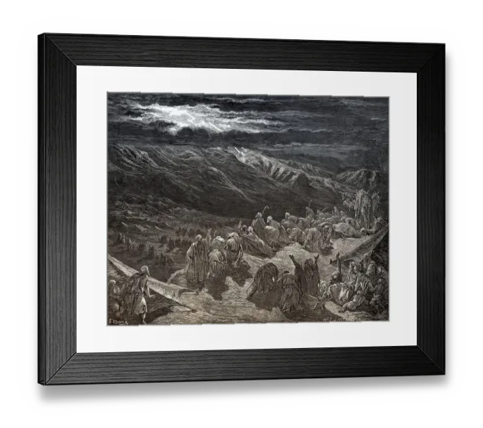 Framed Print : Law given to Moses at Sinai, woodcut by Gustave Dore