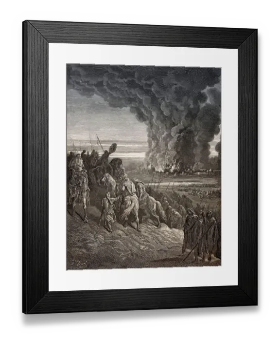 Framed Print : Joshua Burns the Town of Ai, Old Testament