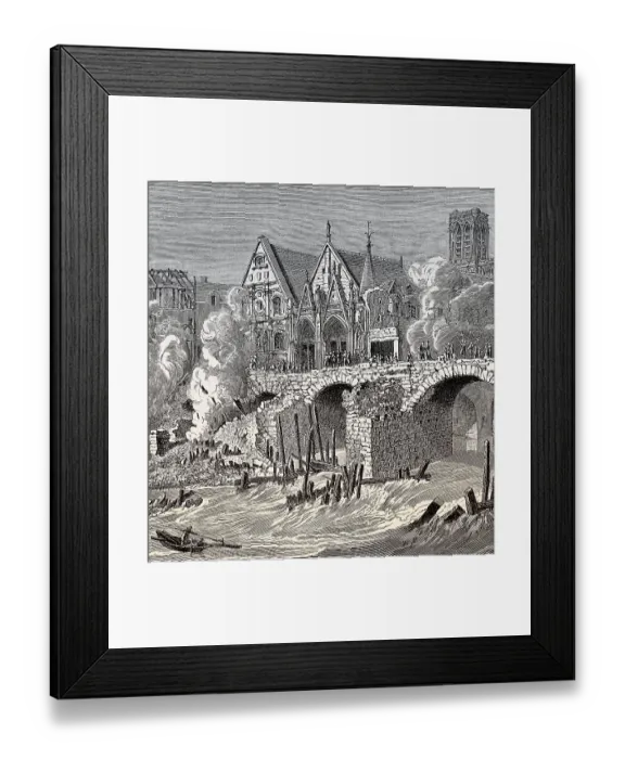 Framed Print : Fire at the Petit Pont, Paris, France