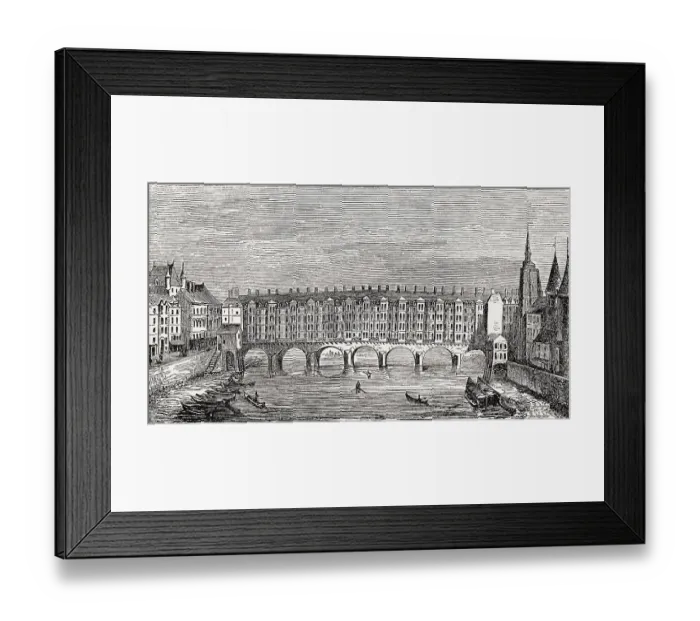 Framed Print : Pont au Change, 14th century, Paris