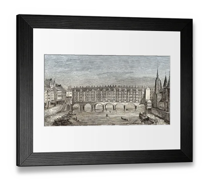 Framed Print : Pont au Change, 14th century, Paris Framed Print : Pont au Change, 14th century, Paris