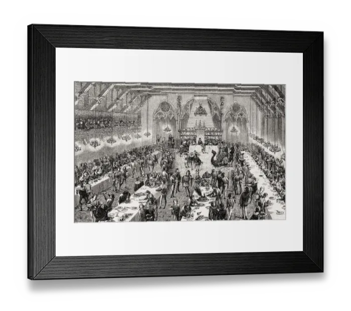 Framed Print : Banquet, Paris, France, Middle Ages, Europe
